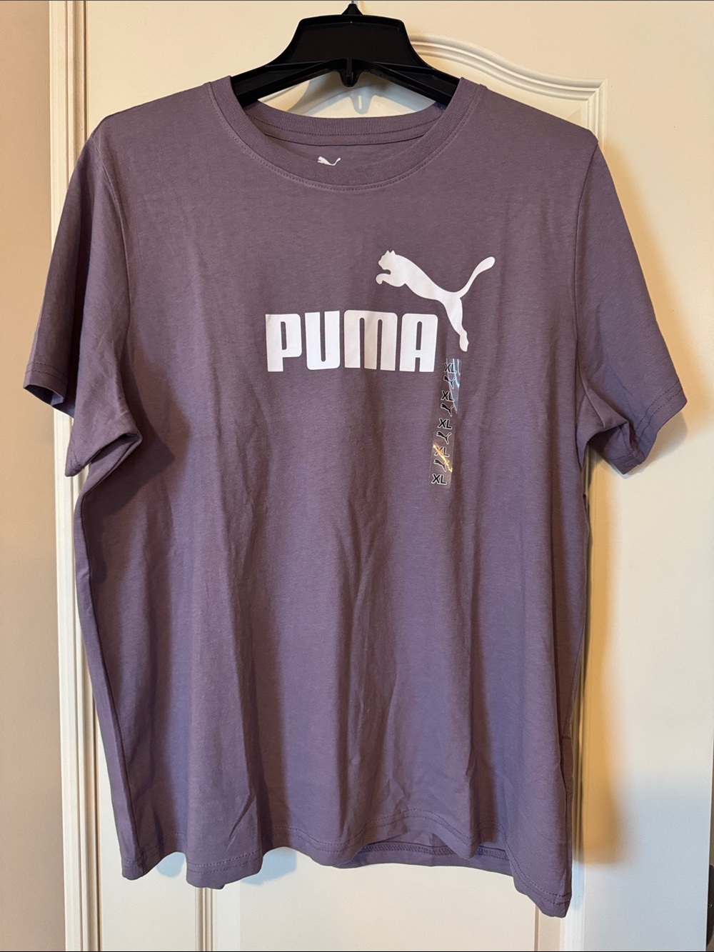 Puma Women's Crew Neck Logo T-Shirt in Mauve Purple